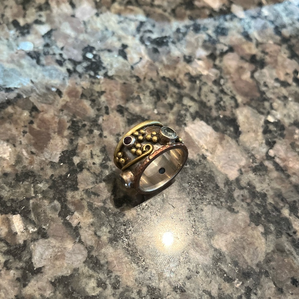 Mixed-Metals and Gemstone Handmade Ring